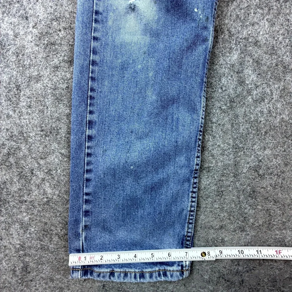 Levi's 505 Jeans Mens 32 Blue Denim Medium Wash Mid Rise Straight Leg Distressed